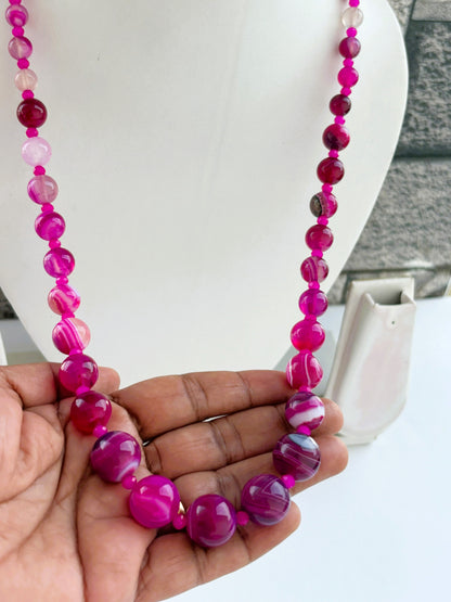Handmade Graduated Multi-Shade Pink Agate Necklace