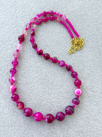 Handmade Graduated Multi-Shade Pink Agate Necklace