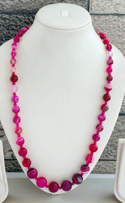 Handmade Graduated Multi-Shade Pink Agate Necklace