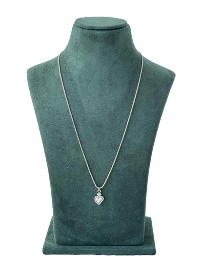 Oxidized Silver Heart and Crown Pendant Necklace