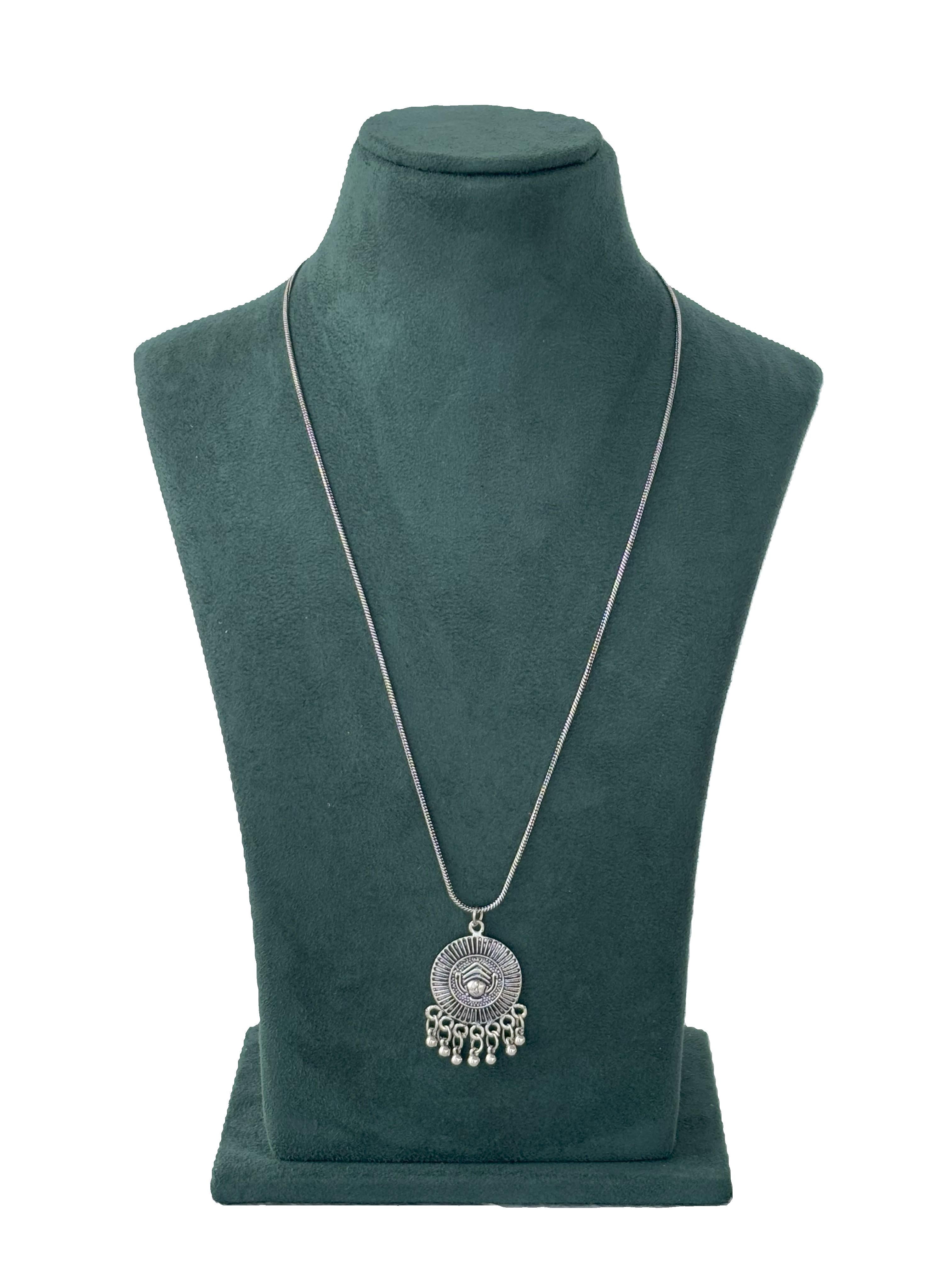 Oxidized Silver Evil Eye Dangler Pendant Necklace