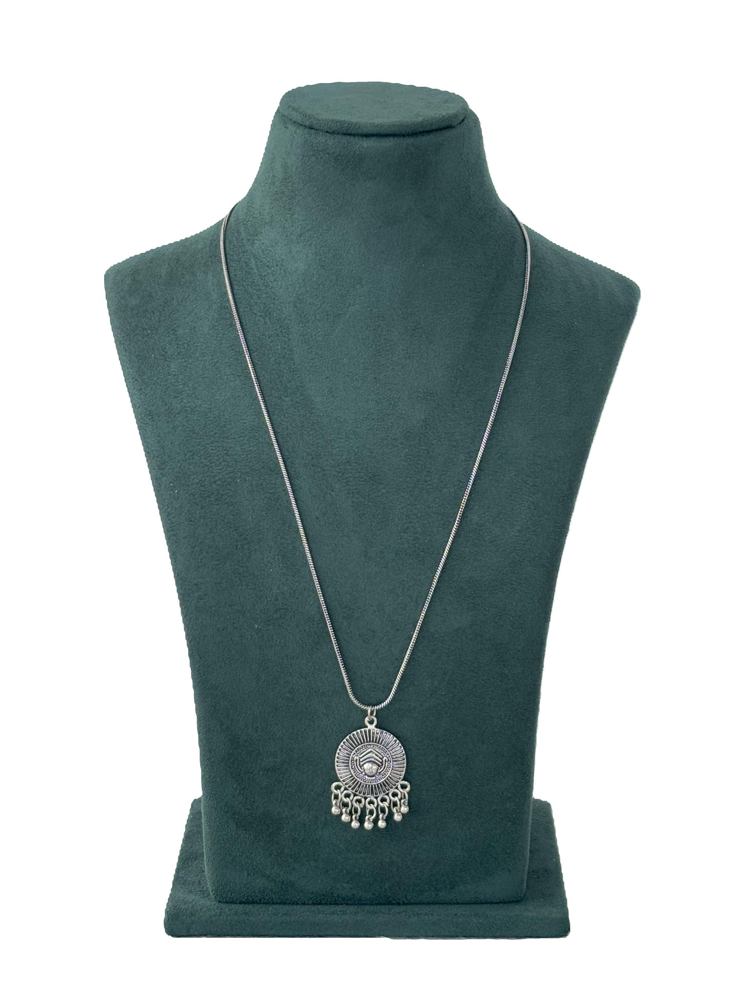 Oxidized Silver Evil Eye Dangler Pendant Necklace