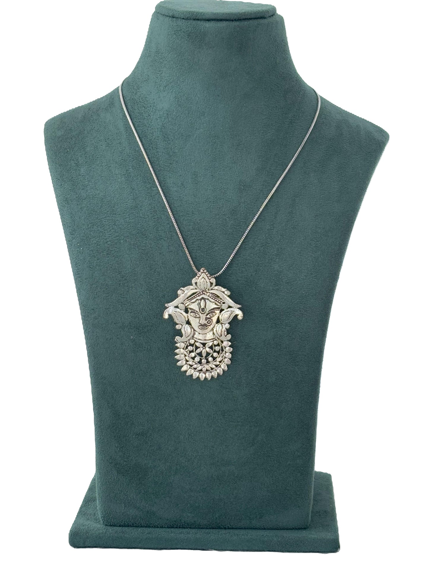 Oxidized Silver Goddess Pendant Necklace