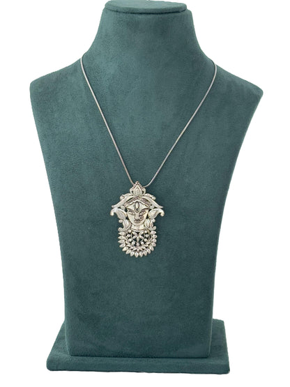 Oxidized Silver Goddess Pendant Necklace