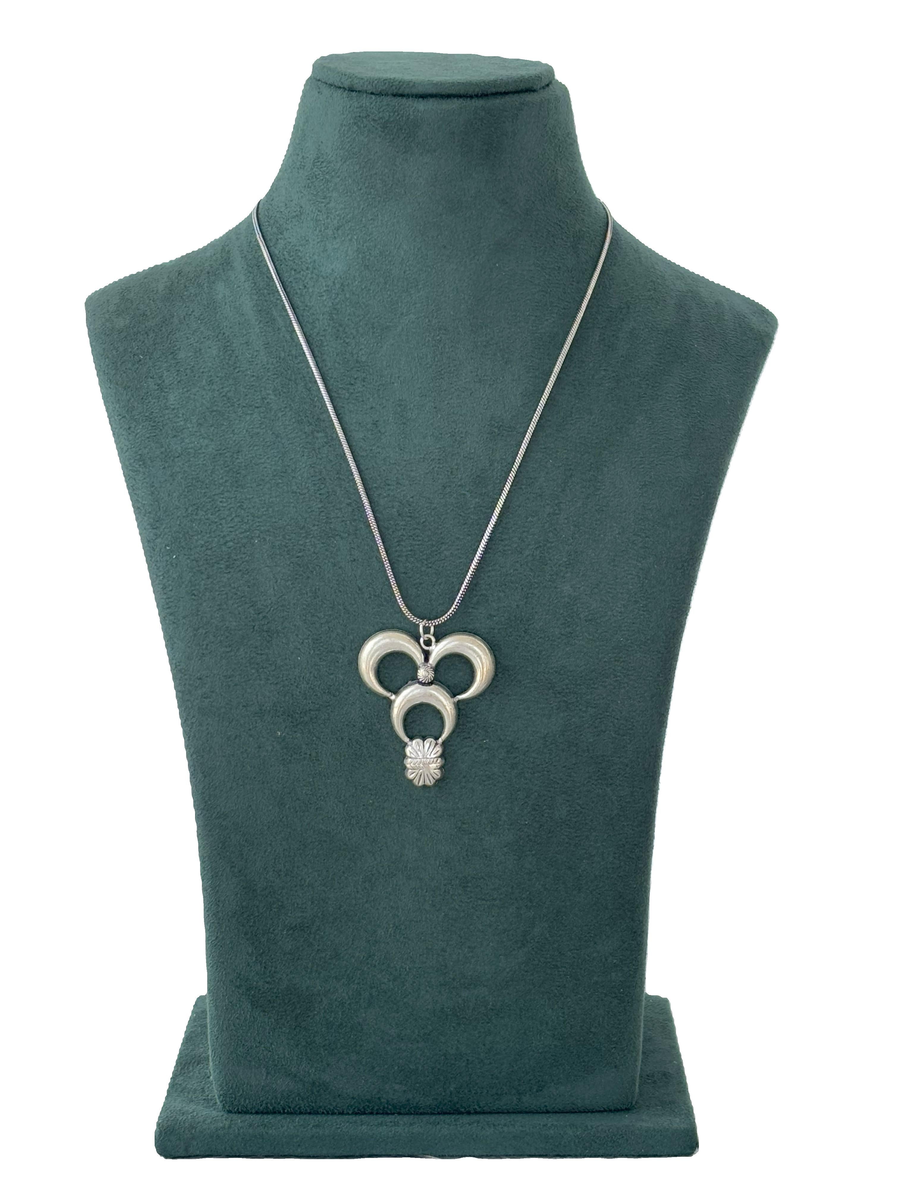 Oxidized Silver Triple Loop Geometric Pendant Necklace