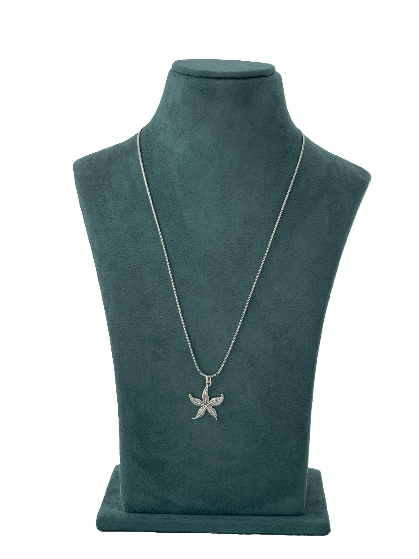 Oxidized Silver Starfish Pendant Necklace