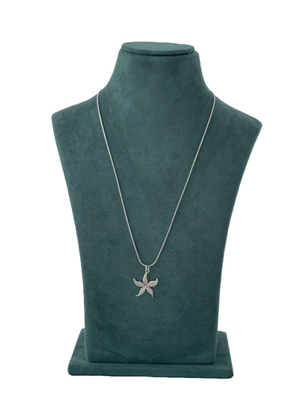 Oxidized Silver Starfish Pendant Necklace