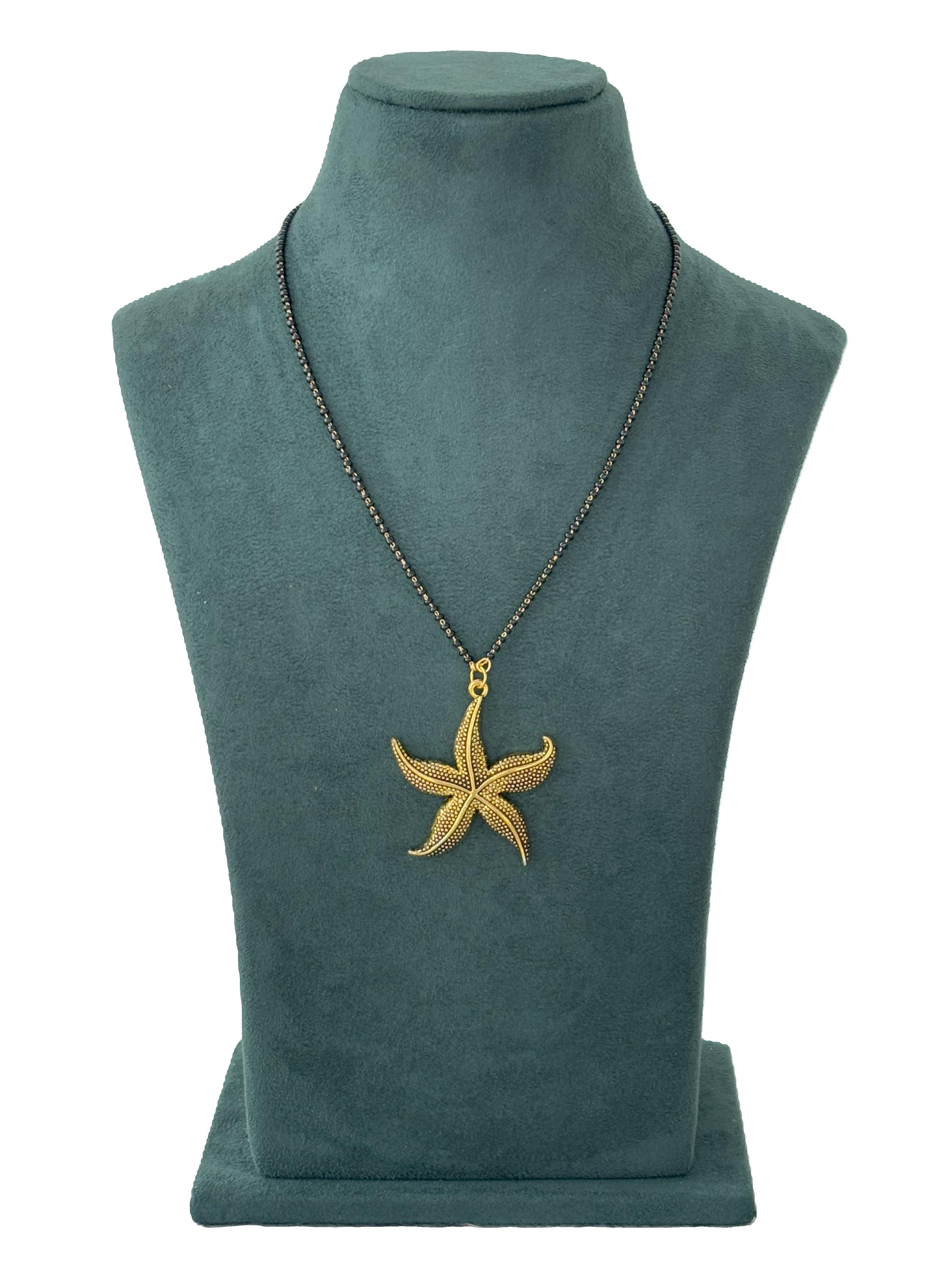 Oxidized and Gold-Tone Starfish Pendant Necklace