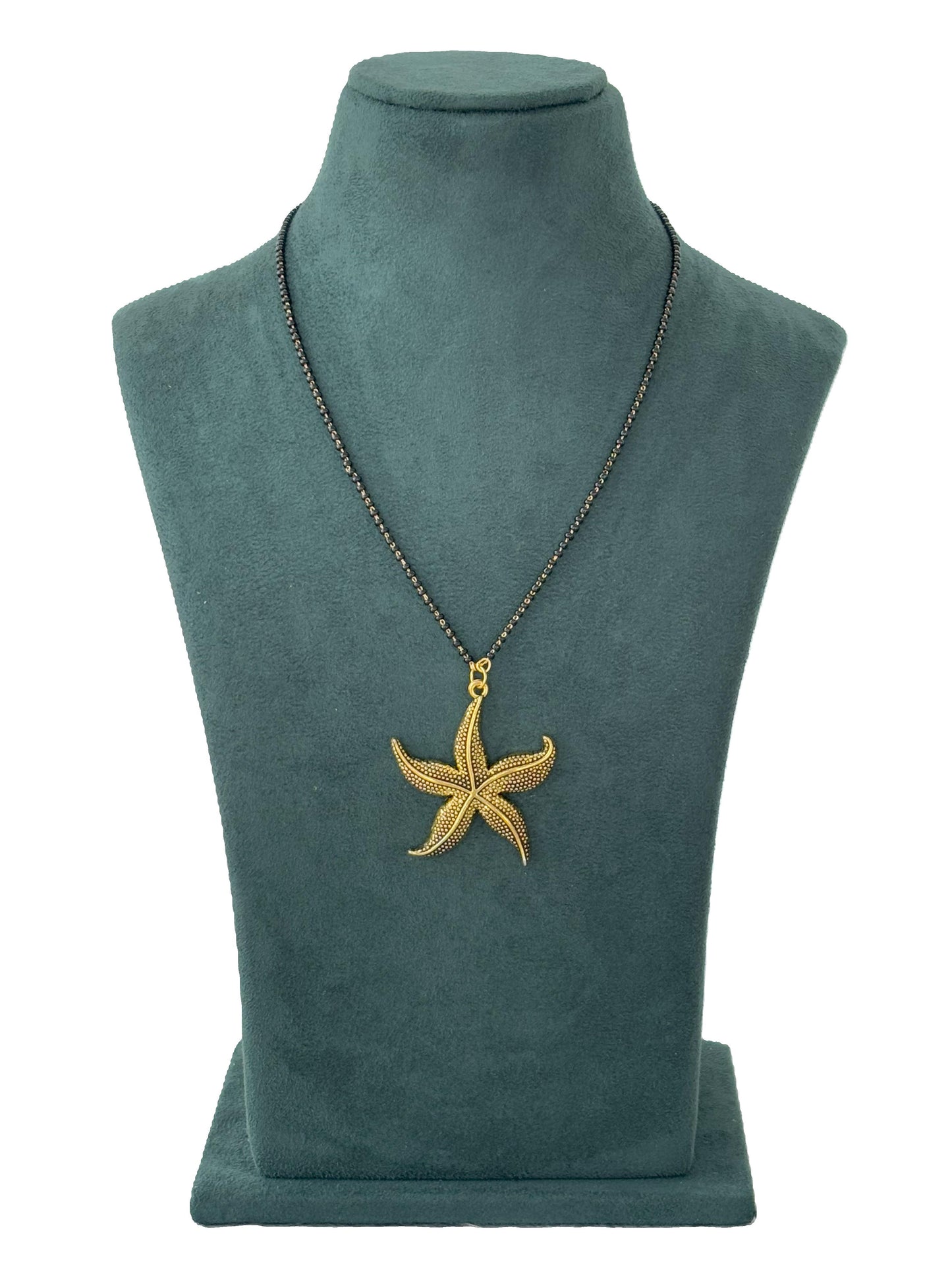 Oxidized and Gold-Tone Starfish Pendant Necklace