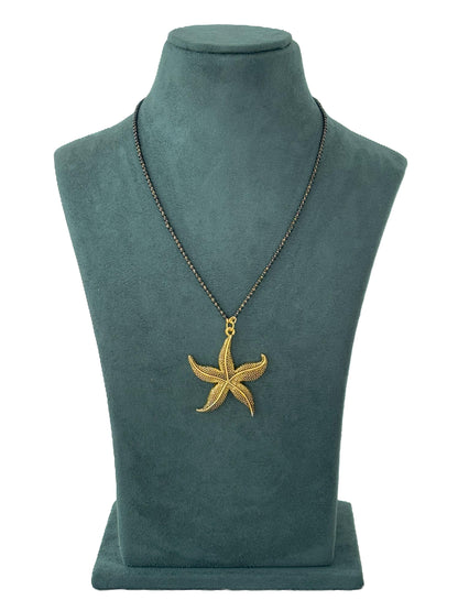 Oxidized and Gold-Tone Starfish Pendant Necklace