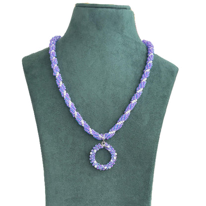 Handmade Preciosa Seed Bead Twisted Necklace with Pendant