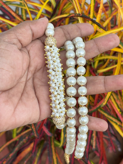 Handmade Shell Pearl and Zircon Statement Necklace