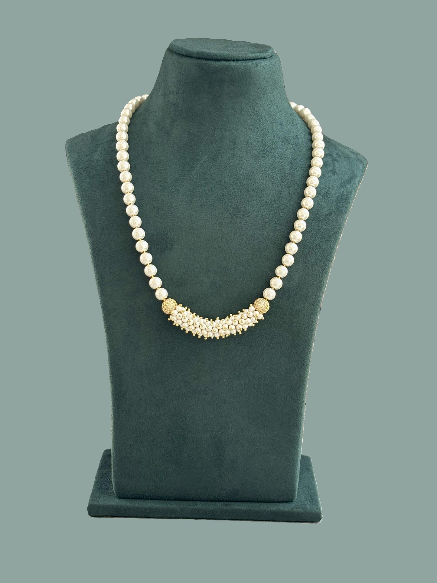 Handmade Shell Pearl and Zircon Statement Necklace