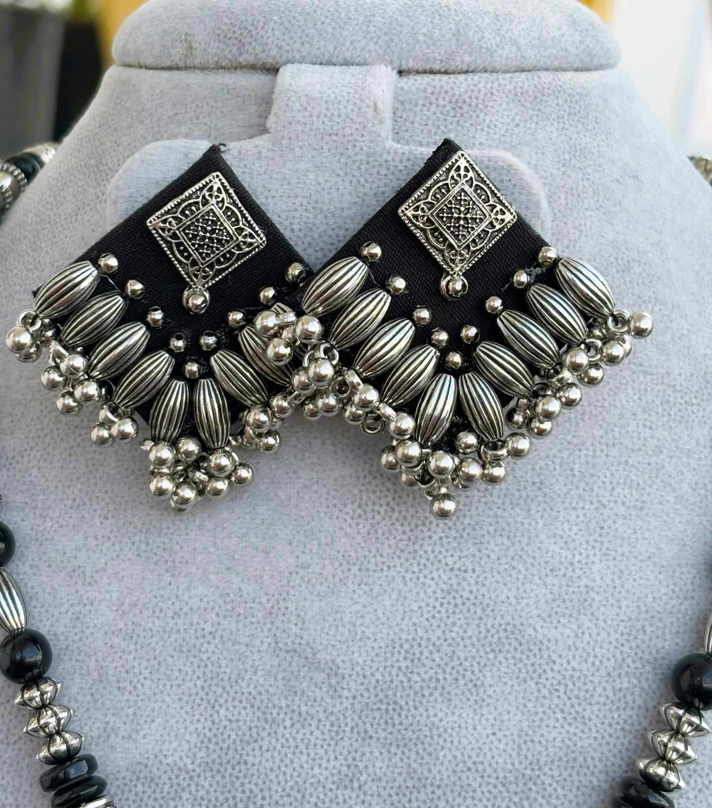 Handmade Oxidized Flute Pendant Necklace Set