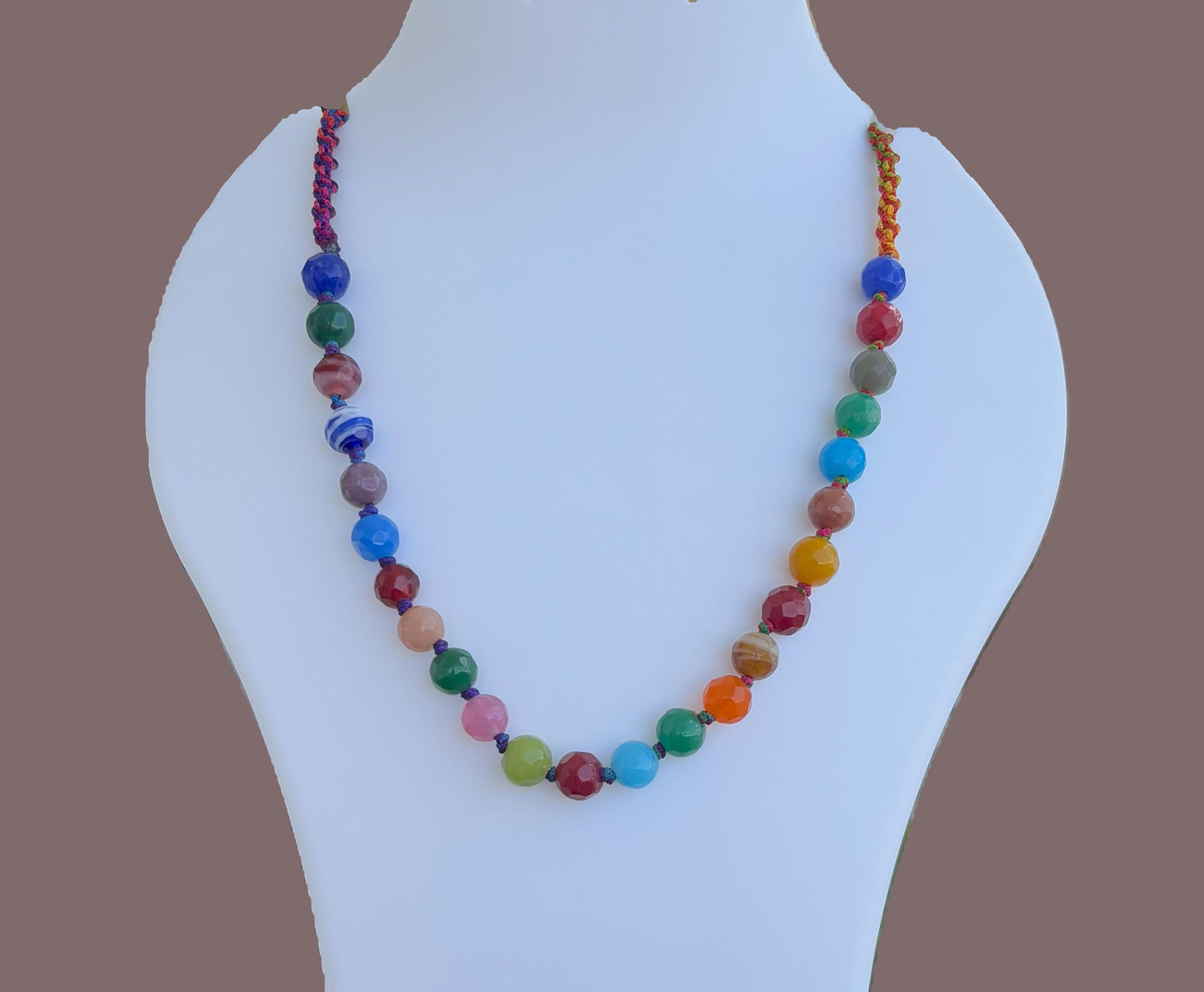Handmade Multi-Color Agate Beaded Necklace