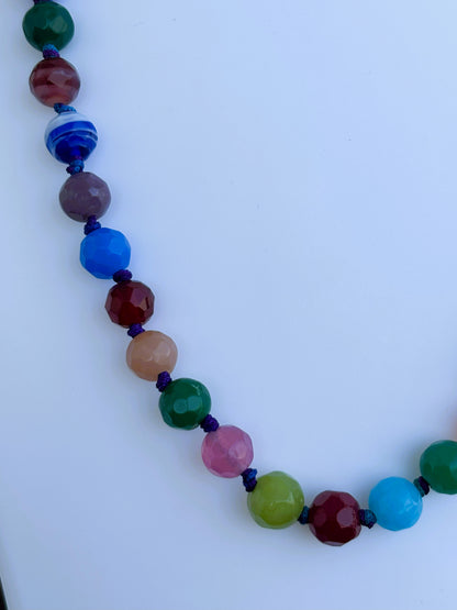 Handmade Multi-Color Agate Beaded Necklace