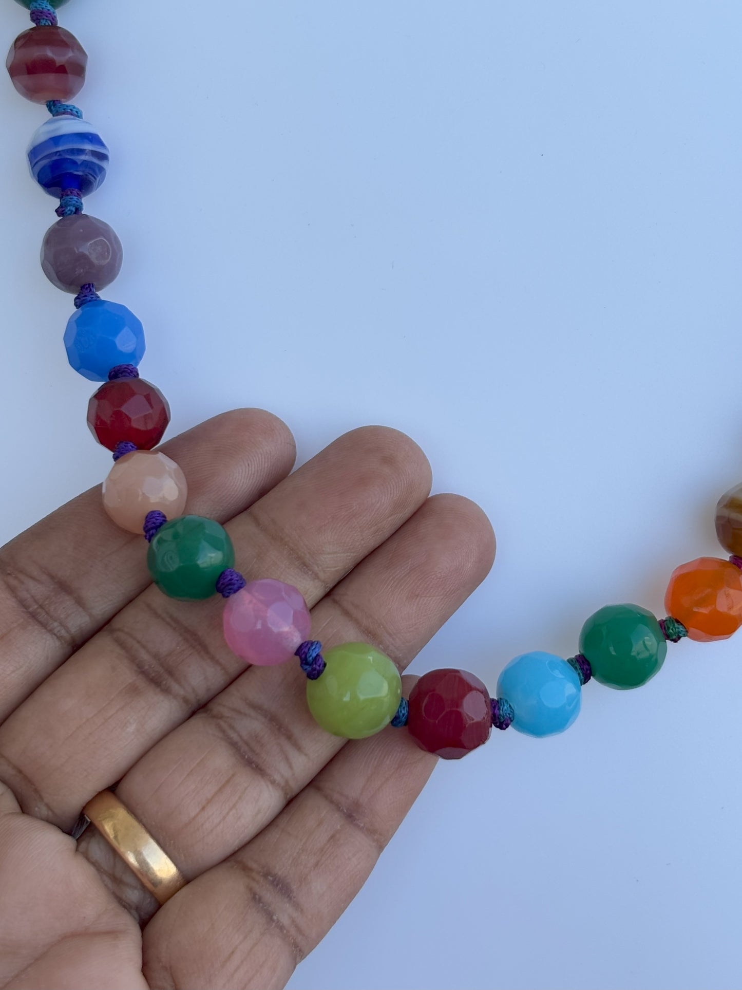 Handmade Multi-Color Agate Beaded Necklace