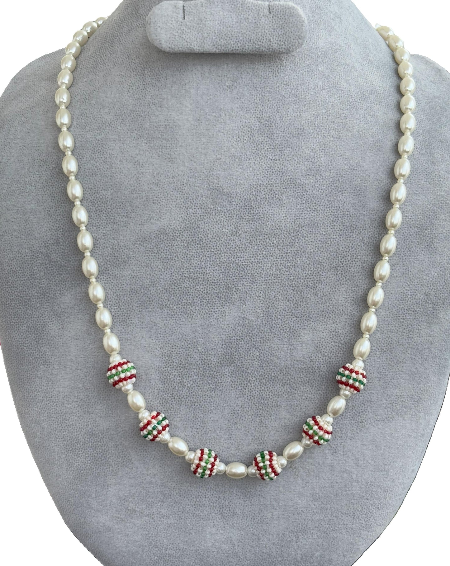 Handmade Pearl and Colorful Beaded Statement Necklace