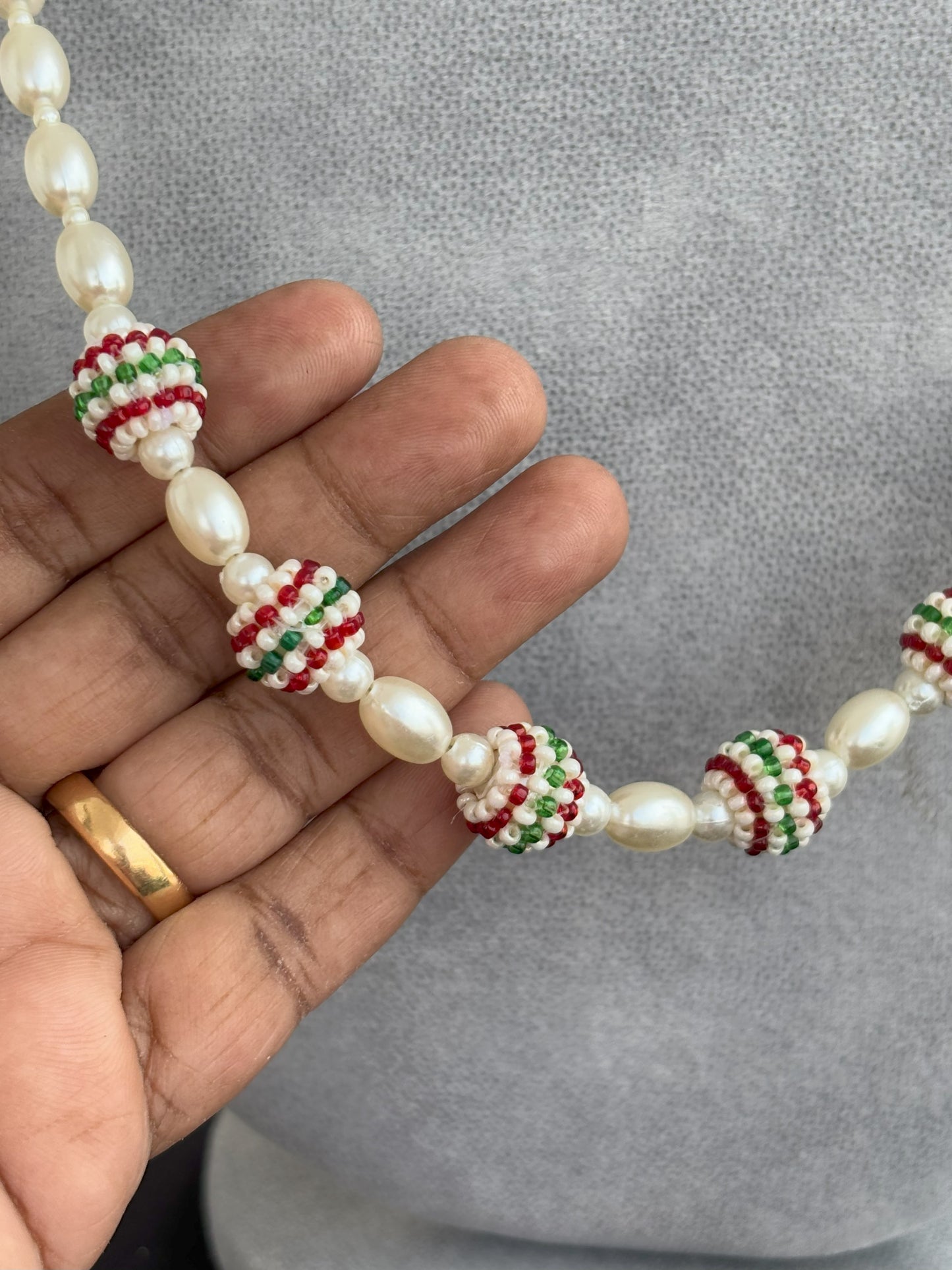 Handmade Pearl and Colorful Beaded Statement Necklace