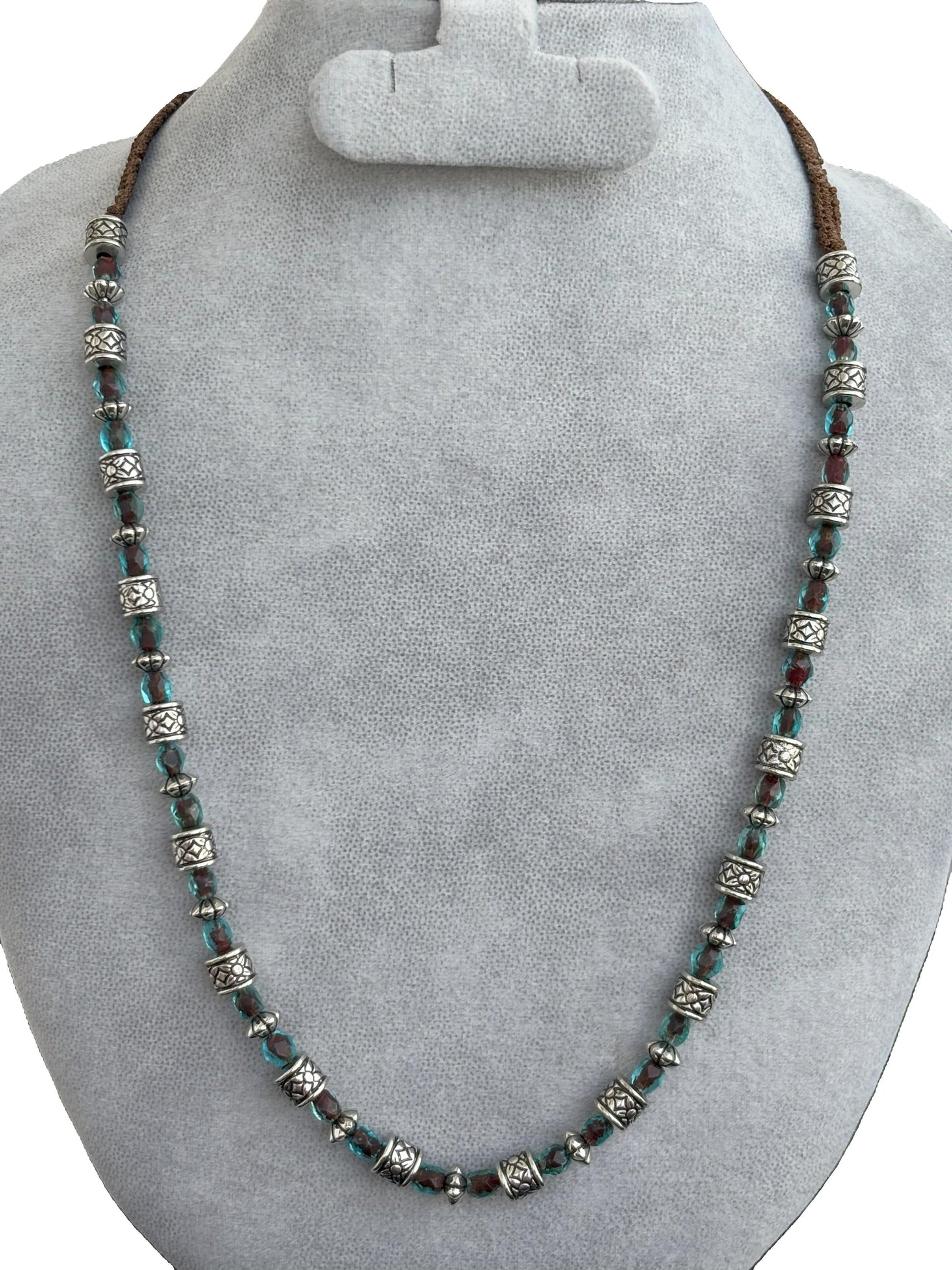 Handmade Oxidized and Turquoise Beaded Necklace