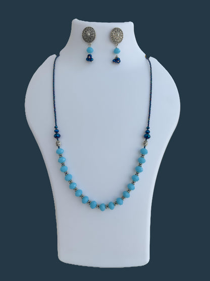 Handmade Oxidized and Blue Bead Jewelry Set