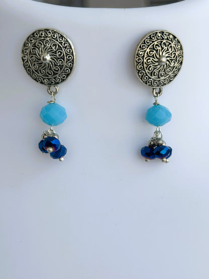 Handmade Oxidized and Blue Bead Jewelry Set