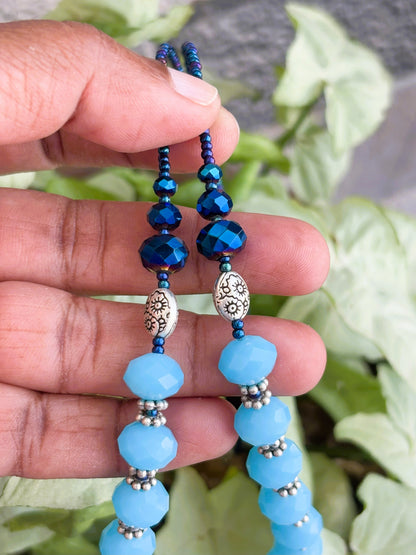 Handmade Oxidized and Blue Bead Jewelry Set
