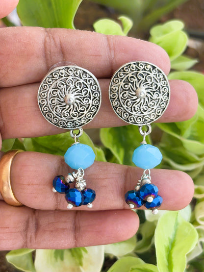 Handmade Oxidized and Blue Bead Jewelry Set