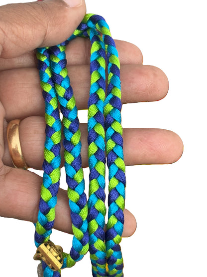 Handmade Blue and Green Silk Thread Pendant Necklace