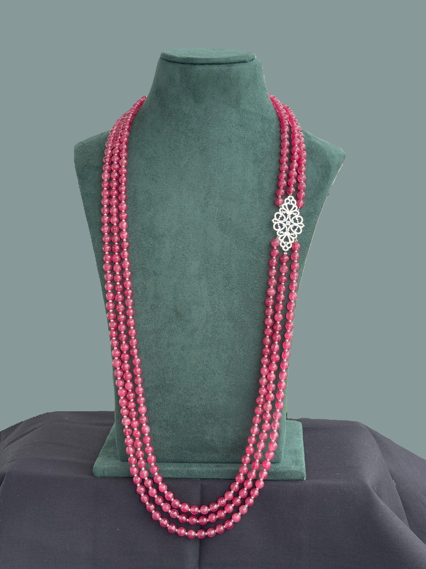 Handmade Pink Multi-Strand Semi-Precious Necklace