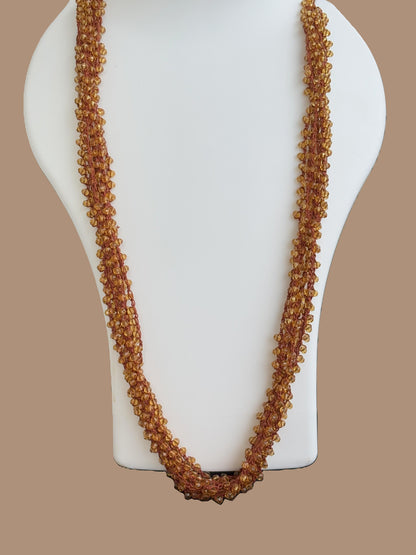 Handmade Amber Crystal Crochet Rope Necklace