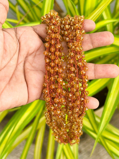 Handmade Amber Crystal Crochet Rope Necklace