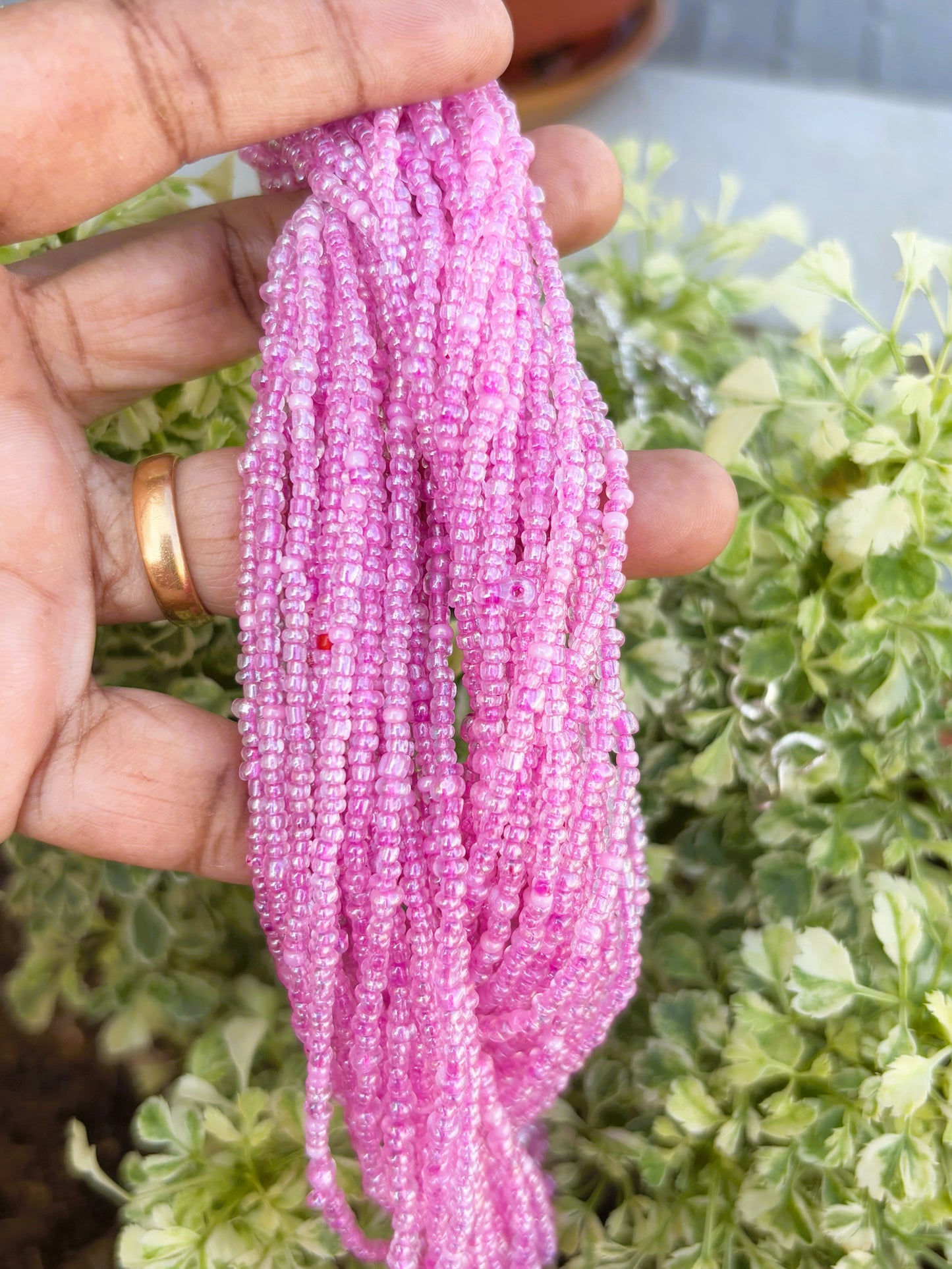 Handmade Pink Seed Bead Multi-Strand Necklace