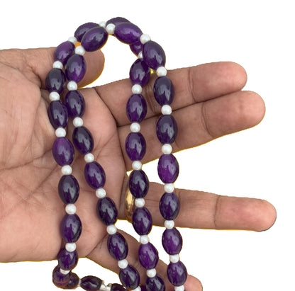 Handmade Purple and Oxidized Pendant Necklace Set