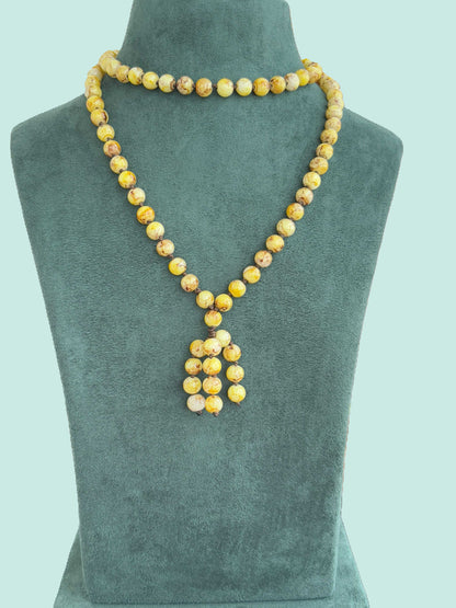 Handmade Yellow and Brown Bead Cluster Necklace