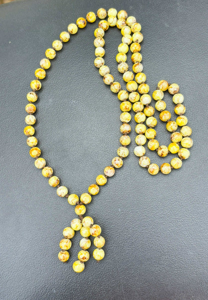 Handmade Yellow and Brown Bead Cluster Necklace