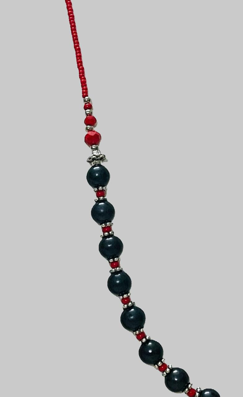 Handmade Black Bead and Oxidized Necklace Set