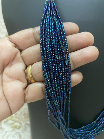 Handmade Blue Seed Bead Multi-Strand Necklace