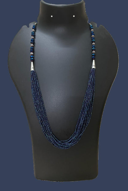 Handmade Blue Seed Bead Multi-Strand Necklace