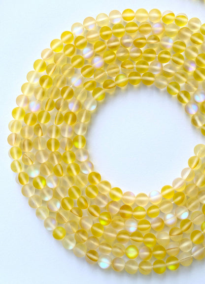 Matte Yellow Aura Quartz Beads