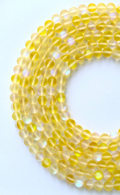 Matte Yellow Aura Quartz Beads