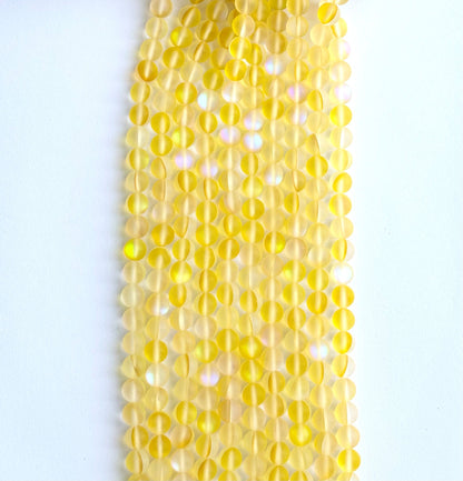 Matte Yellow Aura Quartz Beads