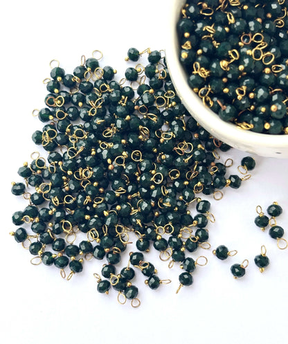 Faceted Sacremento Green Charms with Golden Wire