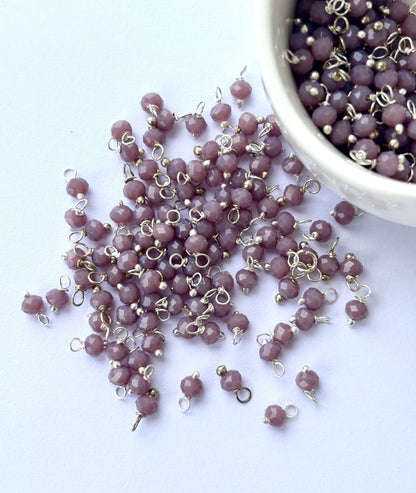 Faceted Heather Mauve Charms with Silver Wire