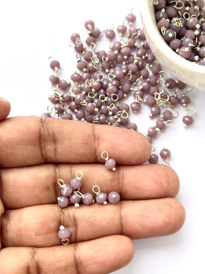 Faceted Heather Mauve Charms with Silver Wire