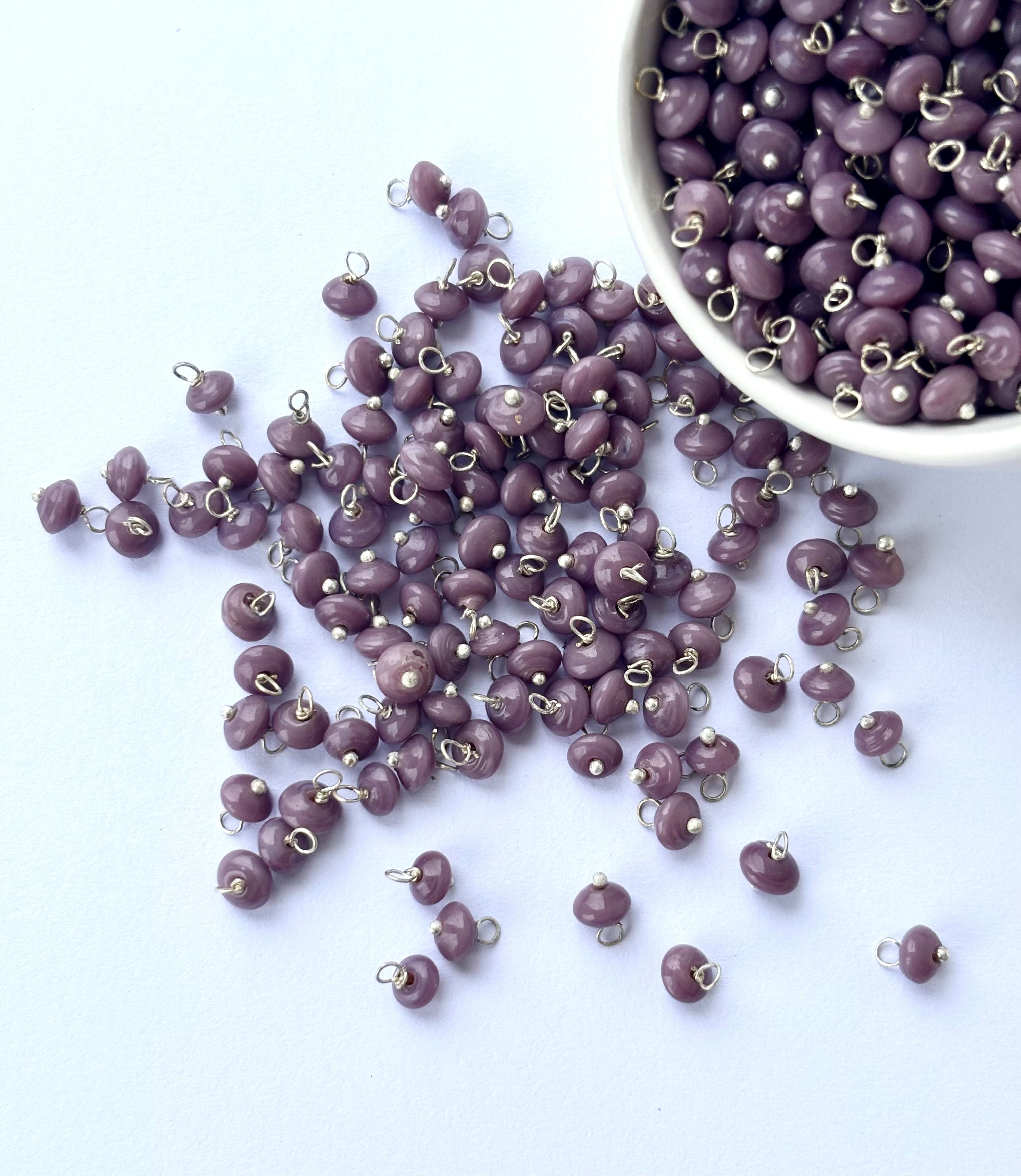 Flat Smooth Opera Mauve Charms with Silver Wire