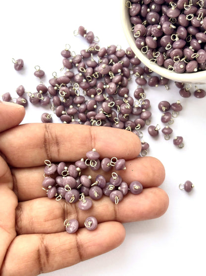 Flat Smooth Opera Mauve Charms with Silver Wire