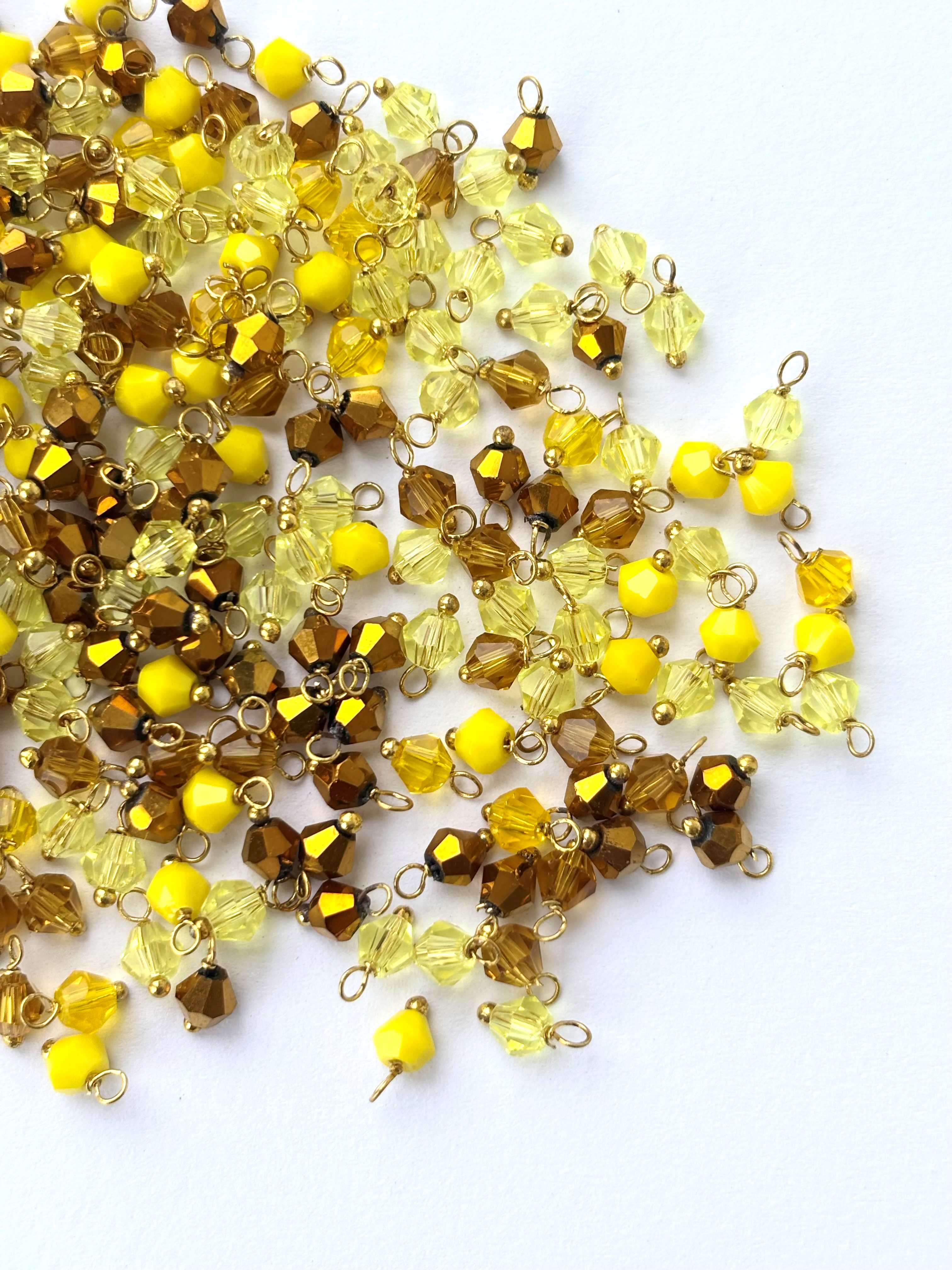 Bicone Multi Yellow Charms with Golden Wire