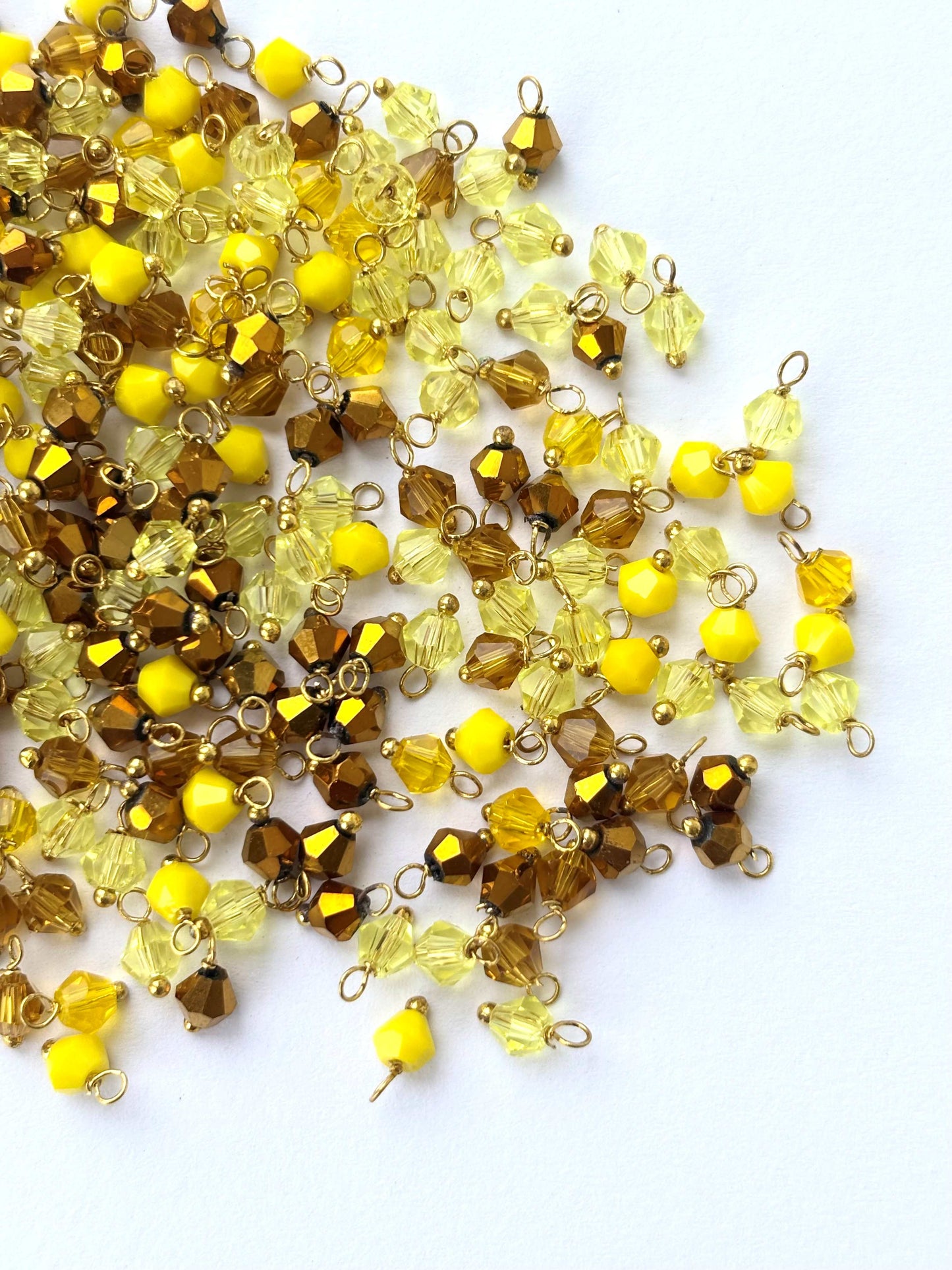 Bicone Multi Yellow Charms with Golden Wire