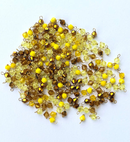 Bicone Multi Yellow Charms with Golden Wire